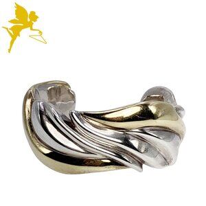 VINTAGE ORIT SCHATZMAN Sterling Silver Metal Wave Cuff